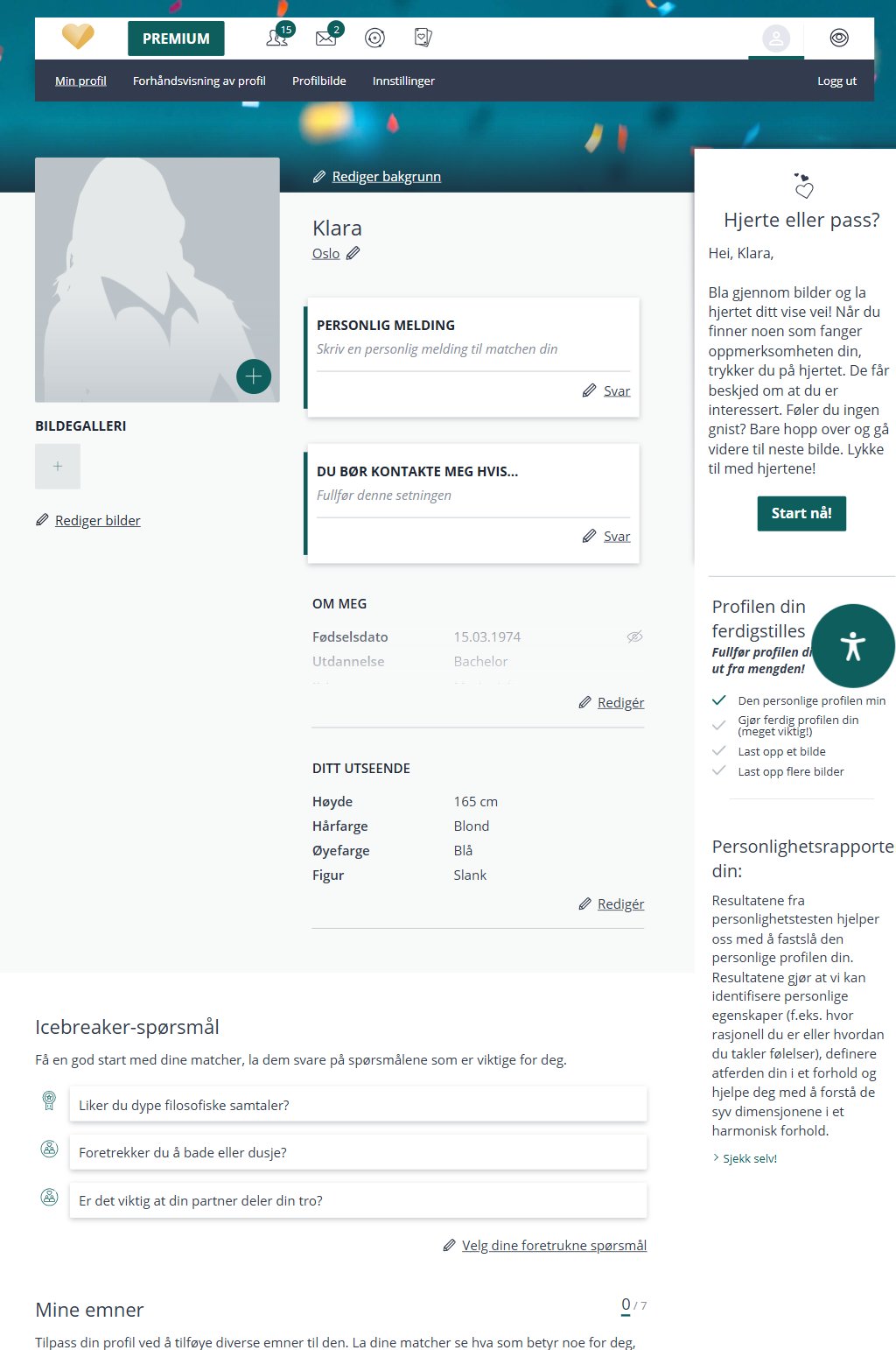40dating profil eksempel Norge