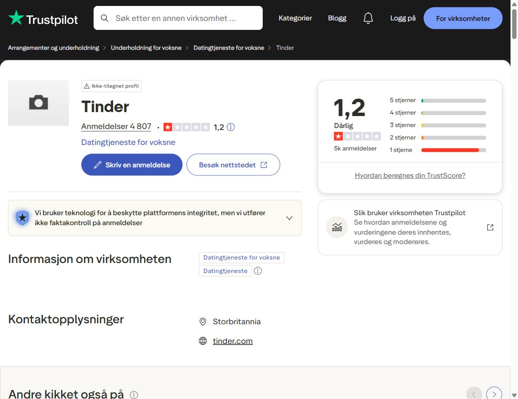 Tinder Trustpilot-anmeldelser