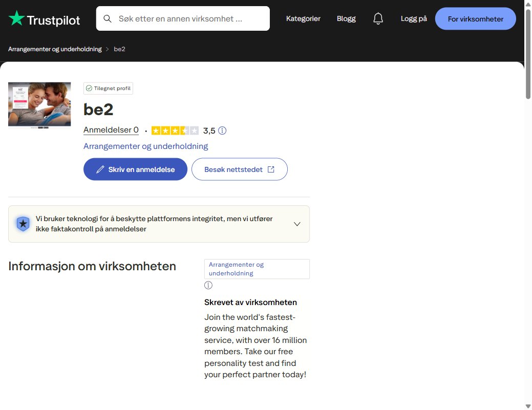 Be2 Trustpilot-anmeldelser
