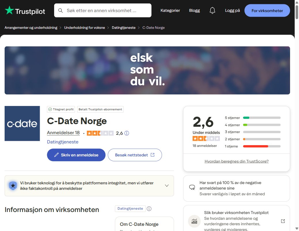 C-Date Trustpilot anmeldelser