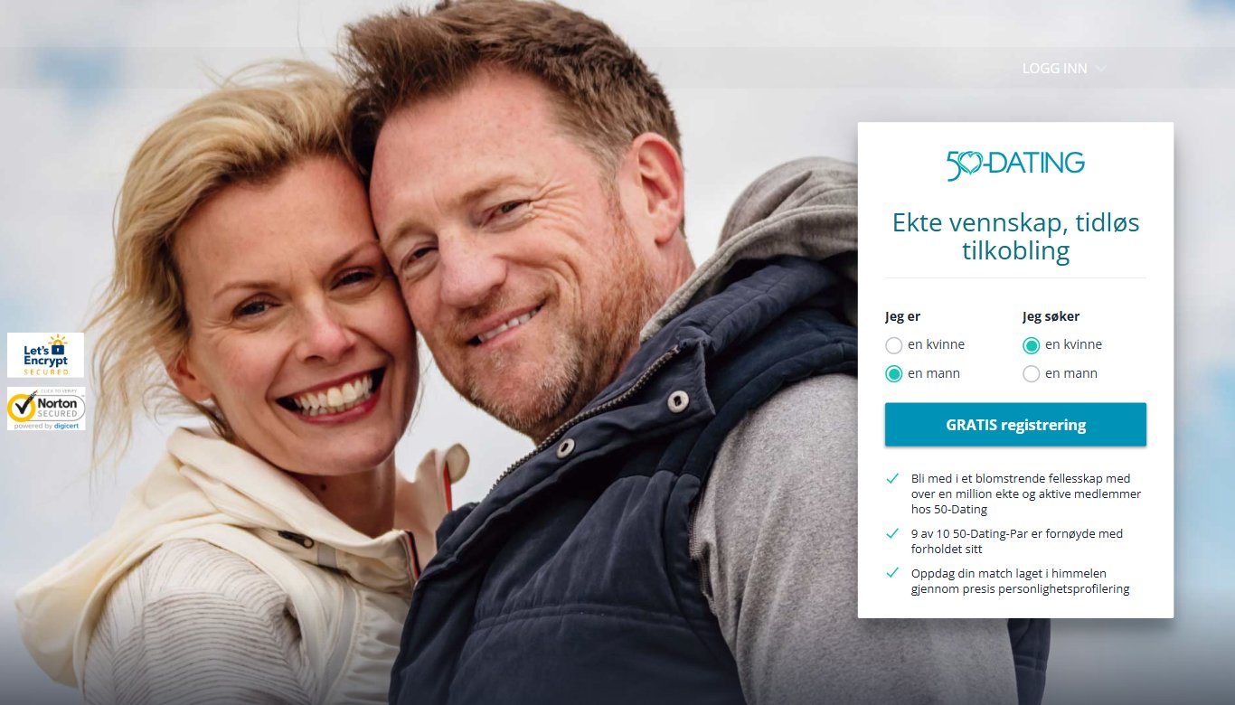 Den norske forsiden til 50-Dating